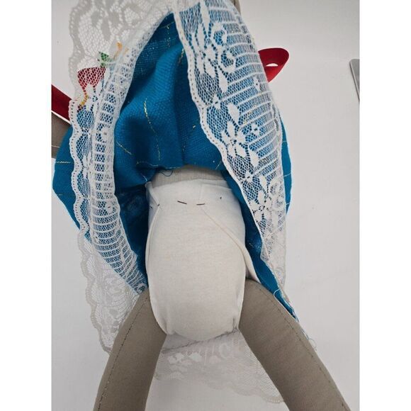 Handmade Mexican Doll With Colorful Ribbon Hair & Traditional Dress - Picture 6 of 9